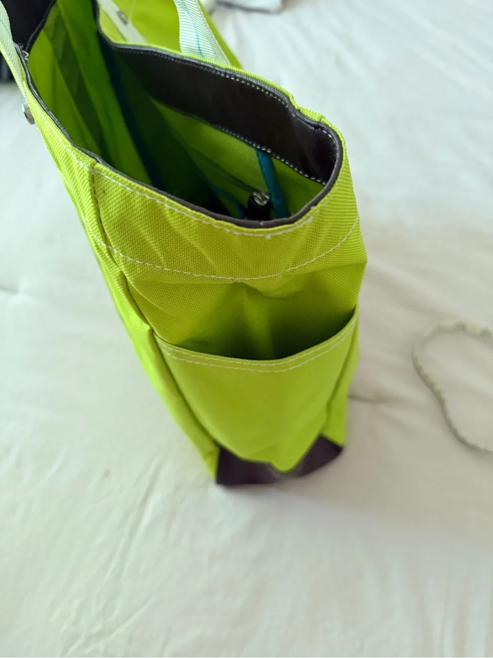 Canvas Tote Bag in Lime Green with Contrast Straps - from the Oprah Winfrey Show